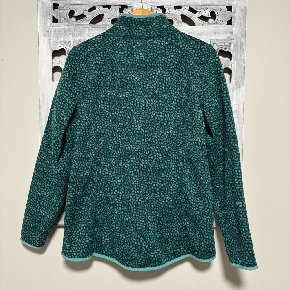 LL Bean Sweater Fleece Full-Zip Jacket Dark Pine Geo Teal Size XL - Picture 4 of 11